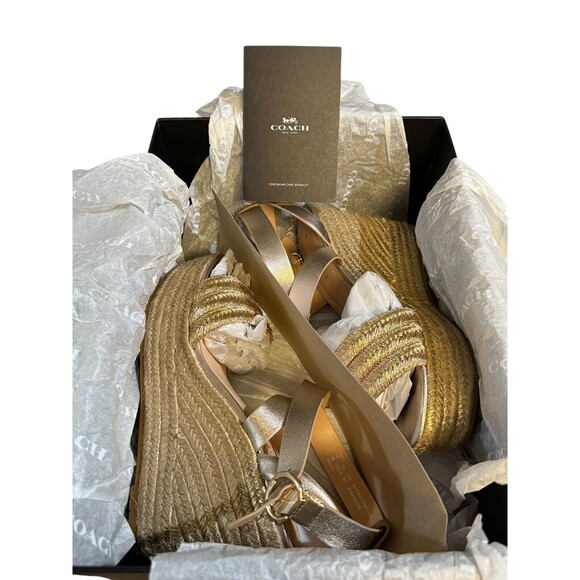 New Authentic Coach Isabela Leather Wedge Sandals Size 9 - Picture 3 of 16